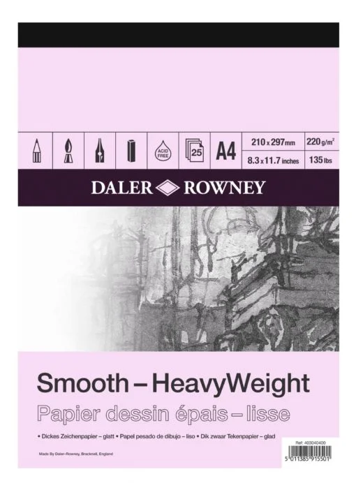 DR Smooth Heavyweight 220g Piirustuspaperi, eri kokoja