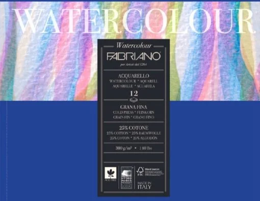 Fabriano Watercolour 25% Puuvilla, 300g, Akvarellilehtiöt