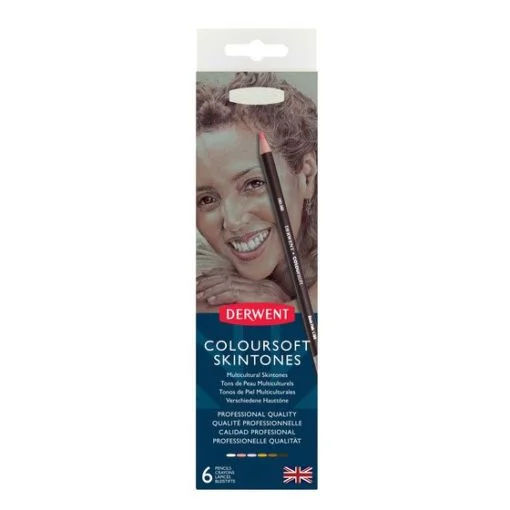 Derwent Coloursoft Skintones 6 Colored Pencils + Sharpener