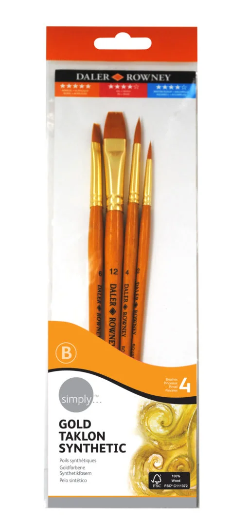 DR Simply Gold Taklon Brush Set, 4 pcs, Big Brushes