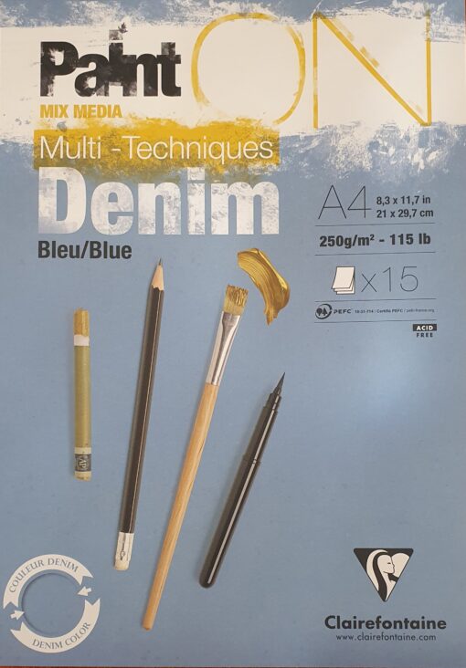 Clairefontaine Paint On -lehtiö, Denim Blue A4
