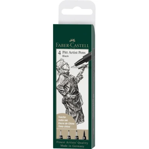 Faber-Castell 4 Pitt Artist Pens -setti (0.3, 0.5, 0.7 ja brush)